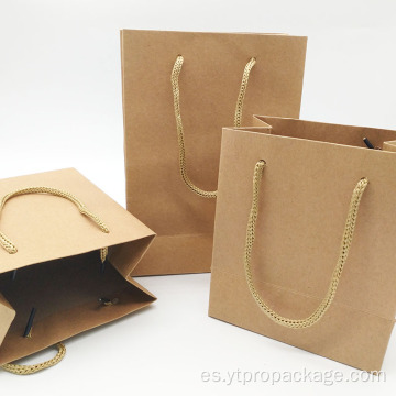 Kraft marrón con asa Bolsa de papel con logotipo personalizado